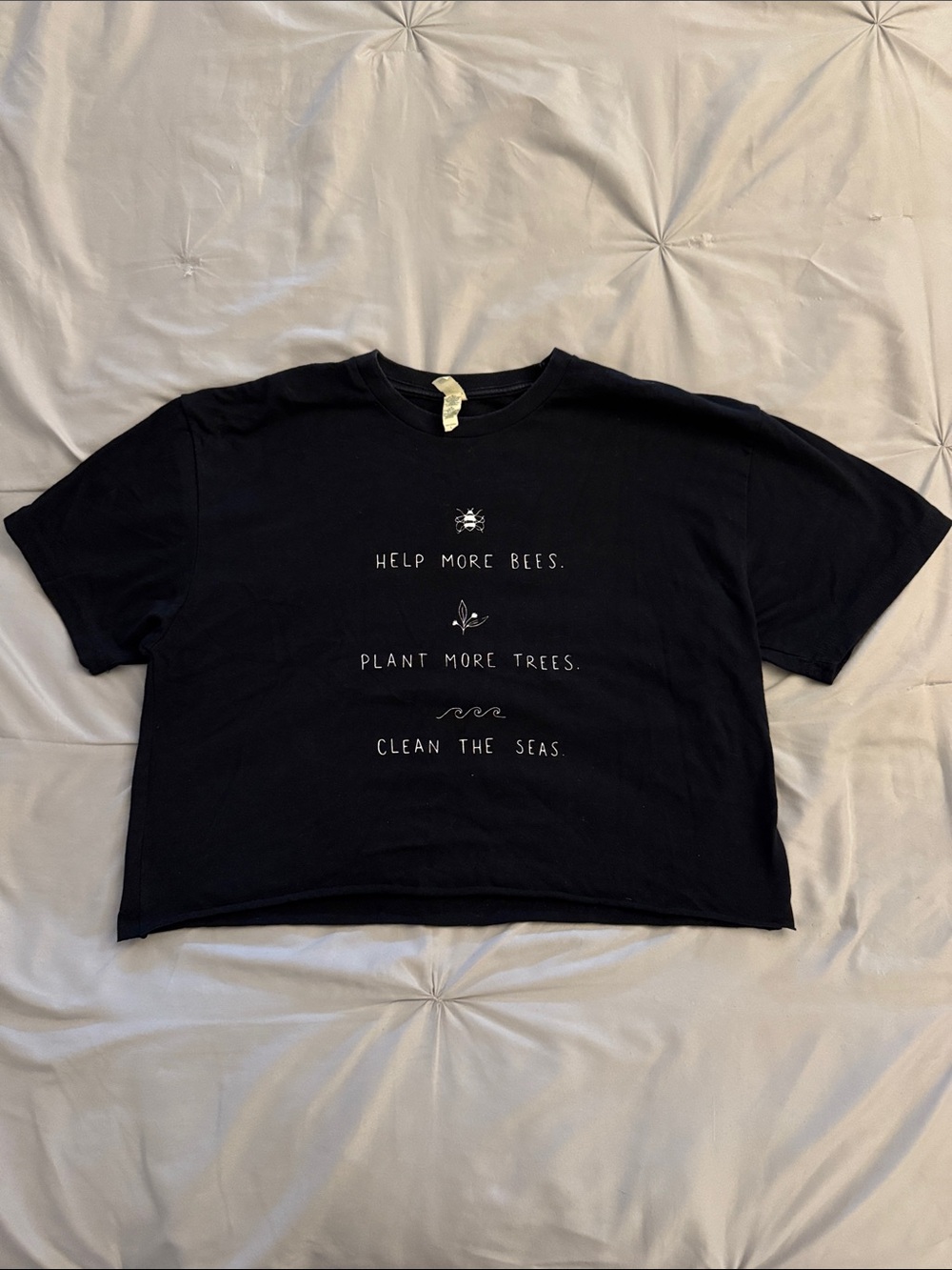Black Graphic Tee with Environmental Message